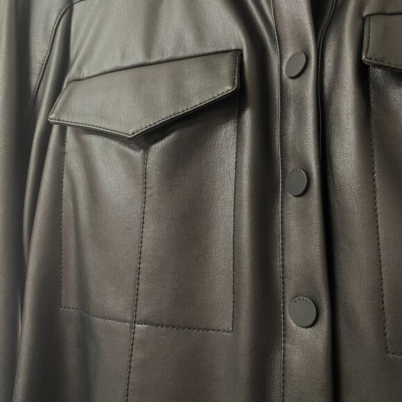 GUESS Faux Leather Button Up Jacket - Size Small - Picture 4 of 9